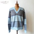 画像1: 70s Alfie Mohair V-Neck Pattern Sweater (1)