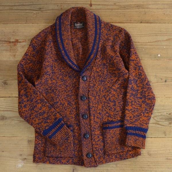 画像1: 70s CAMPUS Shawl Collar Mix Knit Cardigan