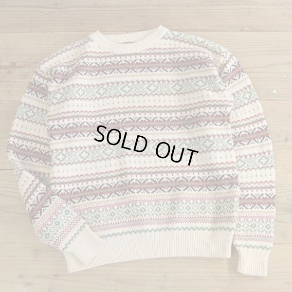 画像1: IZOD Cotton Knit FairIsle Pattern Sweater