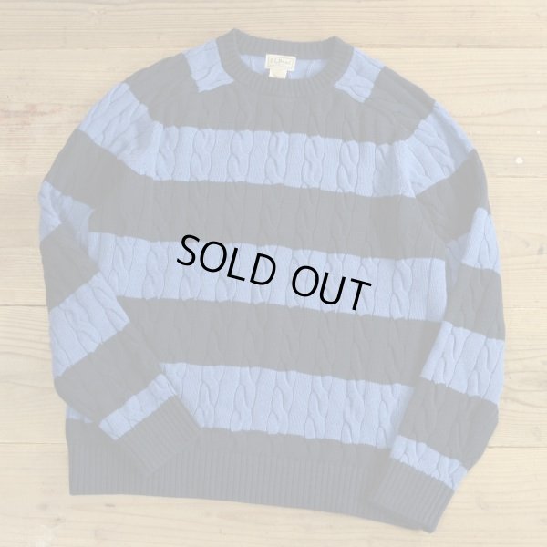 画像1: L.L.Bean Cotton Knit Border Sweater