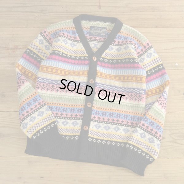 画像1: ARTESANIA FairIsle Pattern Wool Knit Cardigan 【Small】