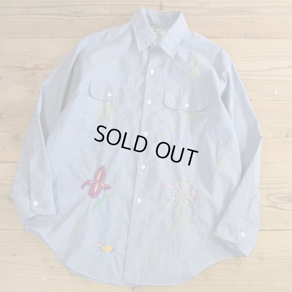 画像1: 70s BIG MAC Embroidery Chambray Shirts 【Large】