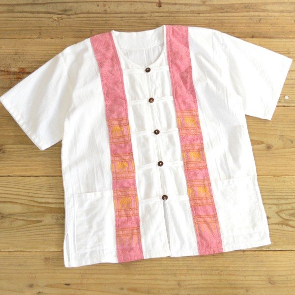 画像1: Unknown Ethnic China Shirts 【Small】