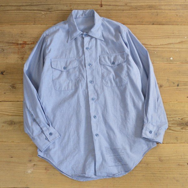 画像1: US NAVY Chambray Shirts 【Medium】