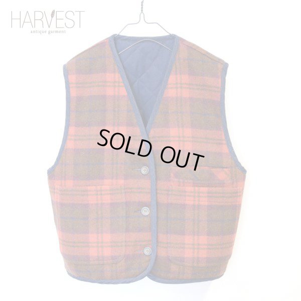 画像1: Eddie Bauer Wool Check × Quilting Reversivle Vest
