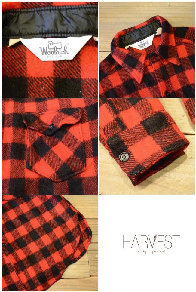 70-80s Woolrich Wool Check CPO Shirts - HARVEST