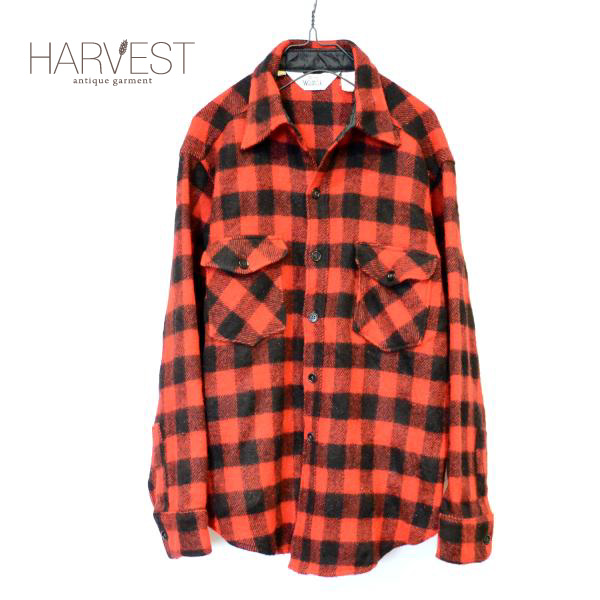 70-80s Woolrich Wool Check CPO Shirts - HARVEST