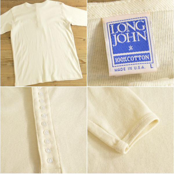 LONG JOHN 10 Button Henry Neck Long T-Shirts MADE IN USA Dead 