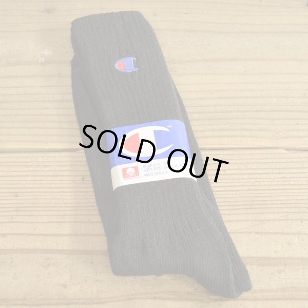 画像1: Champion Cotton Socks MADE IN USA Dead Stock 【Balck】 (1)