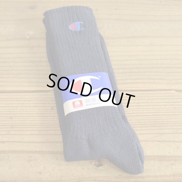 画像1: Champion Cotton Socks MADE IN USA Dead Stock 【Navy】 (1)