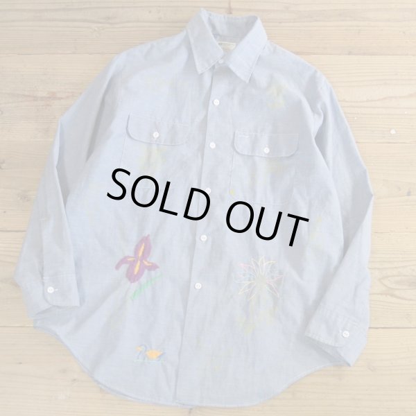 画像1: 70s BIG MAC Embroidery Chambray Shirts 【Large】 (1)