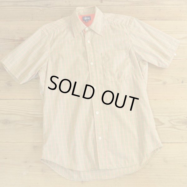 画像1: 90s STUSSY Check Half Shirts MADE IN USA 【Small】 (1)