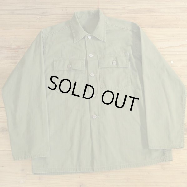 画像1: 50s US ARMY Herringbone Utility Shirts 【Large】 (1)