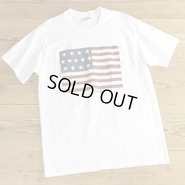 画像1: Hanes Stars and Stripes Print T-Shirts MADE IN USA Dead Stock 【Large】 (1)