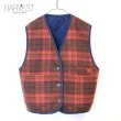 画像1: Eddie Bauer Wool Check × Quilting Reversivle Vest (1)