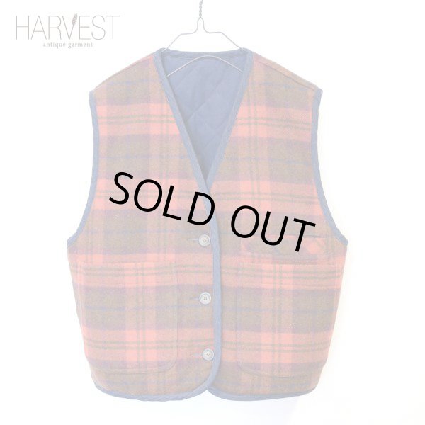 画像1: Eddie Bauer Wool Check × Quilting Reversivle Vest (1)