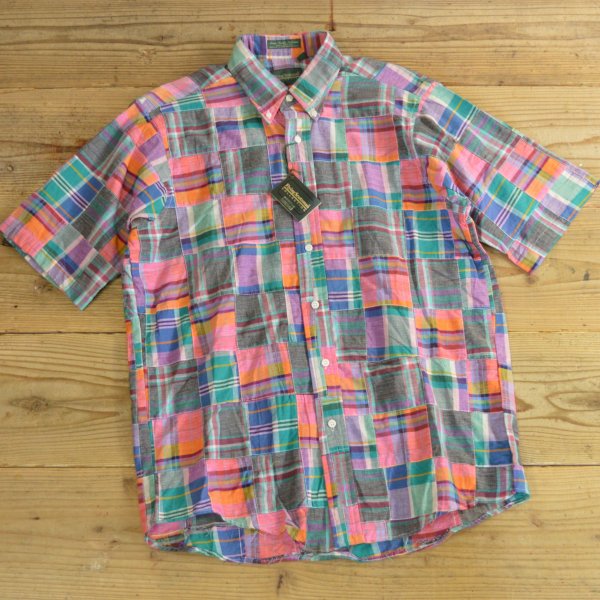 画像1: Flying Scotsman Patchwork Check Half Shirts MADE IN USA Dead Stock 【Medium】 (1)